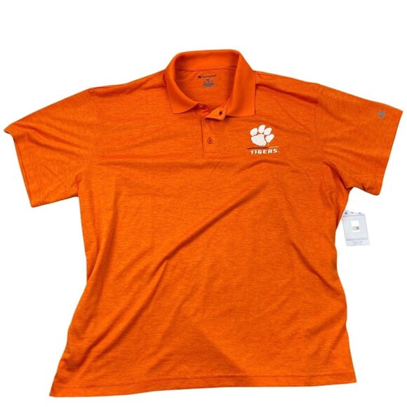 NWT Champion Mens Polo Shirt Size 2XL Clemson Tigers Top Short Sleeve Orange - Picture 1 of 11